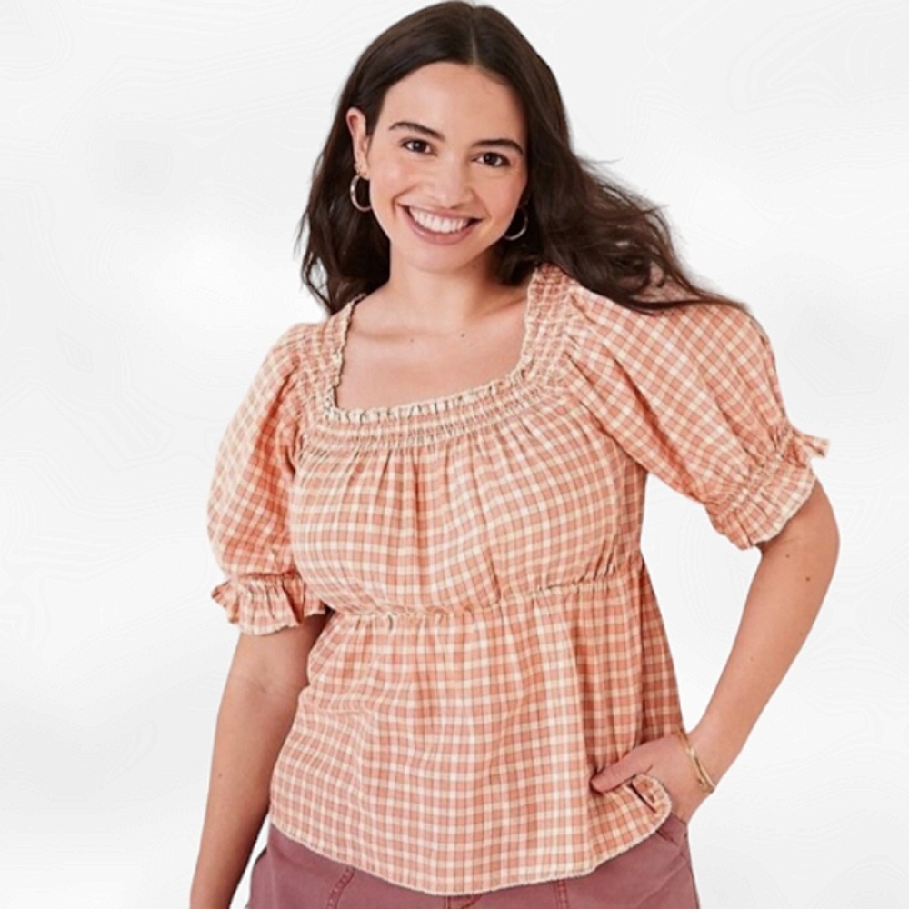 Old Navy Plaid Babydoll Top